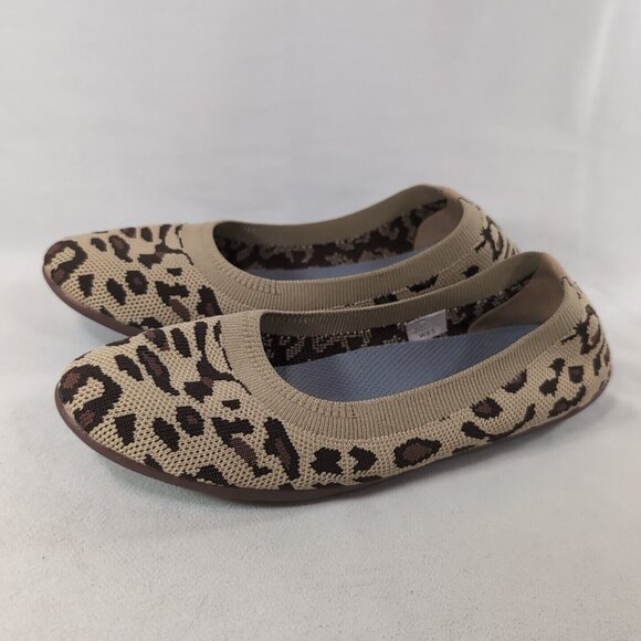 HeyFolks Dia Othello Flats Shoes Leopard Cheetah Women W 8.5 Slip On Beige Brown - Picture 2 of 12